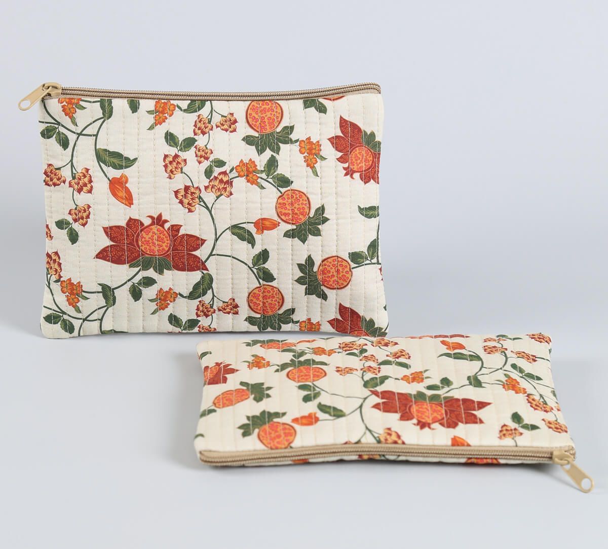 India Circus by Krsnaa Mehta Blushed Orchard Quilted Utility Pouch Set of 2