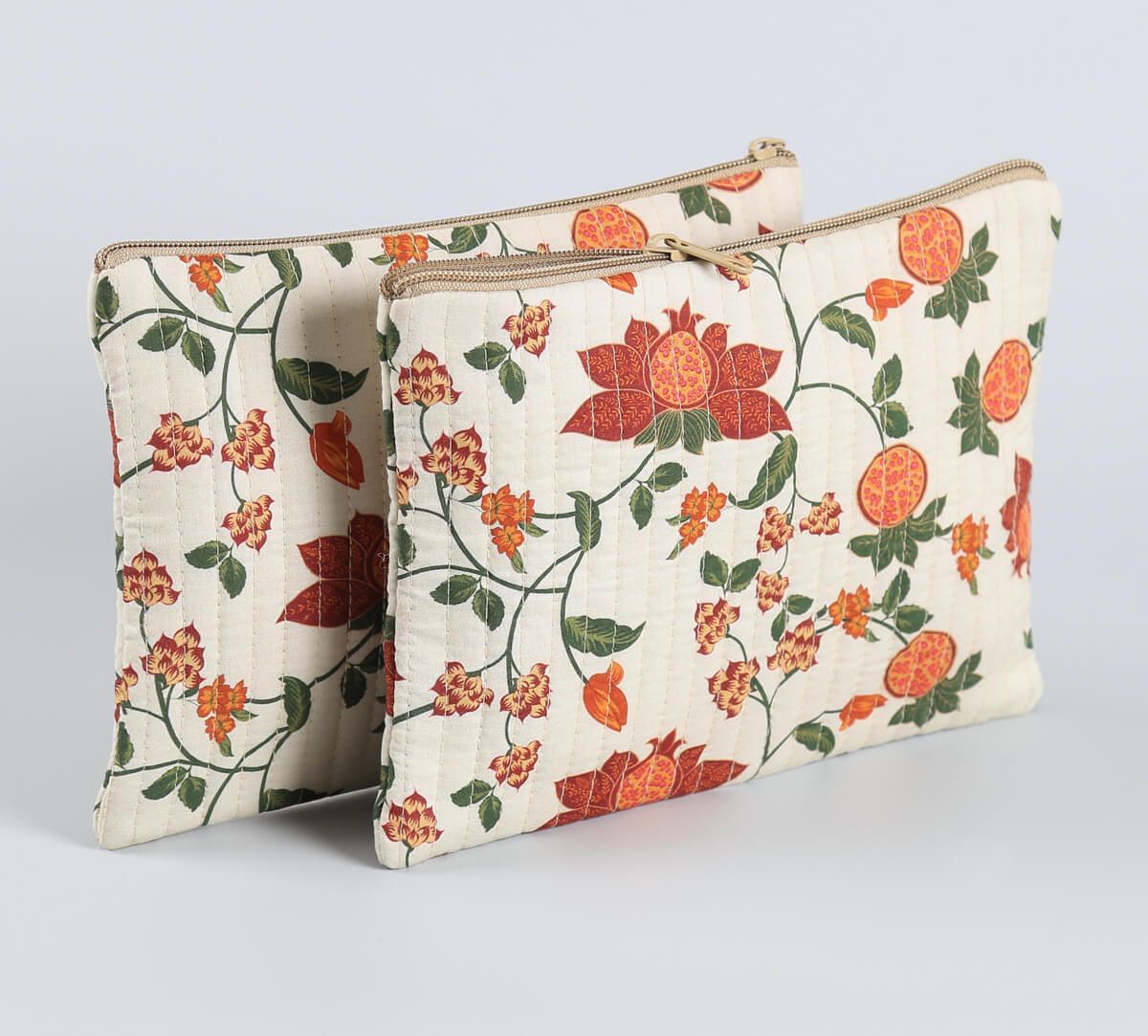 India Circus by Krsnaa Mehta Blushed Orchard Quilted Utility Pouch Set of 2