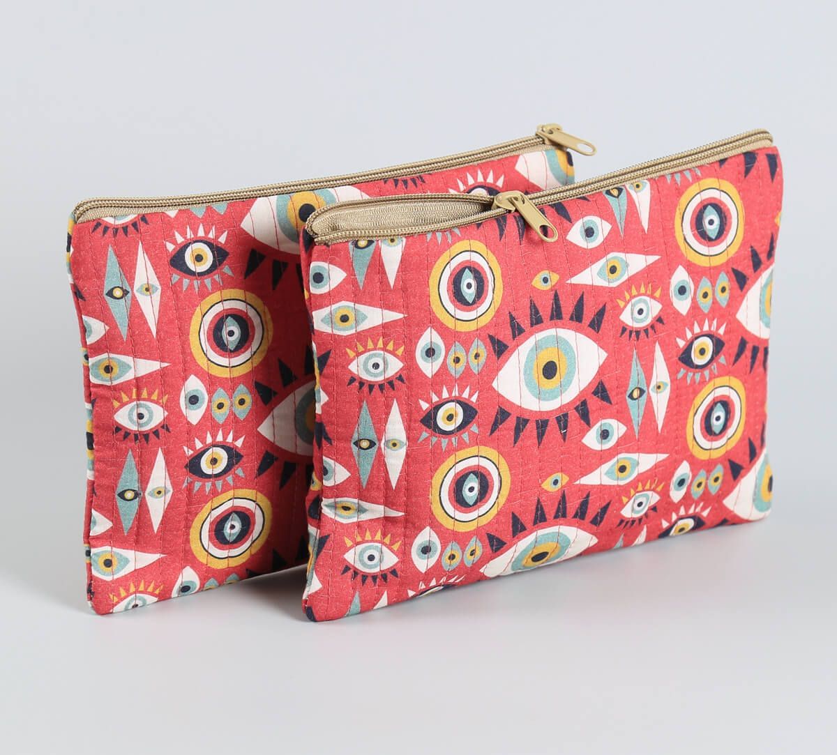 India Circus by Krsnaa Mehta Malocchio Stare Quilted Utility Pouch Set of 2