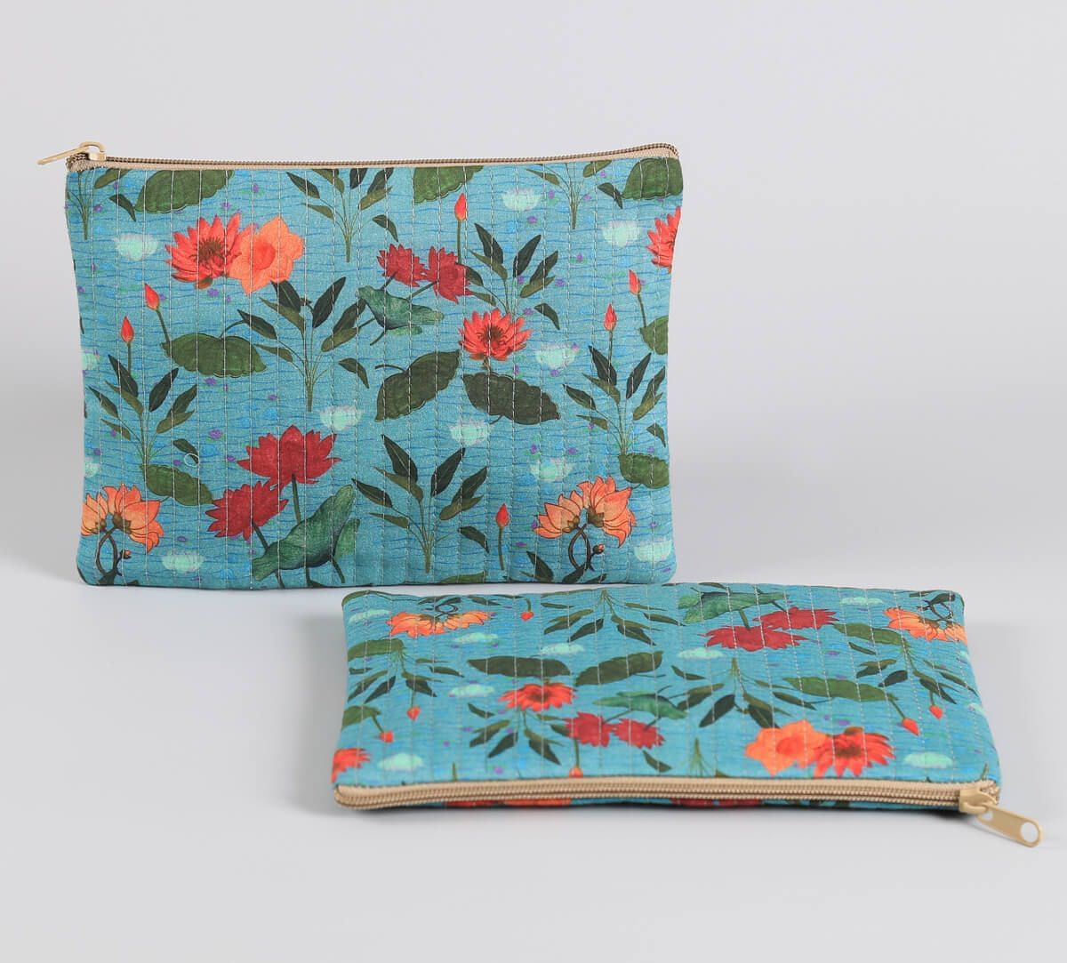 India Circus by Krsnaa Mehta Blossomy Mosaic Quilted Utility Pouch Set of 2