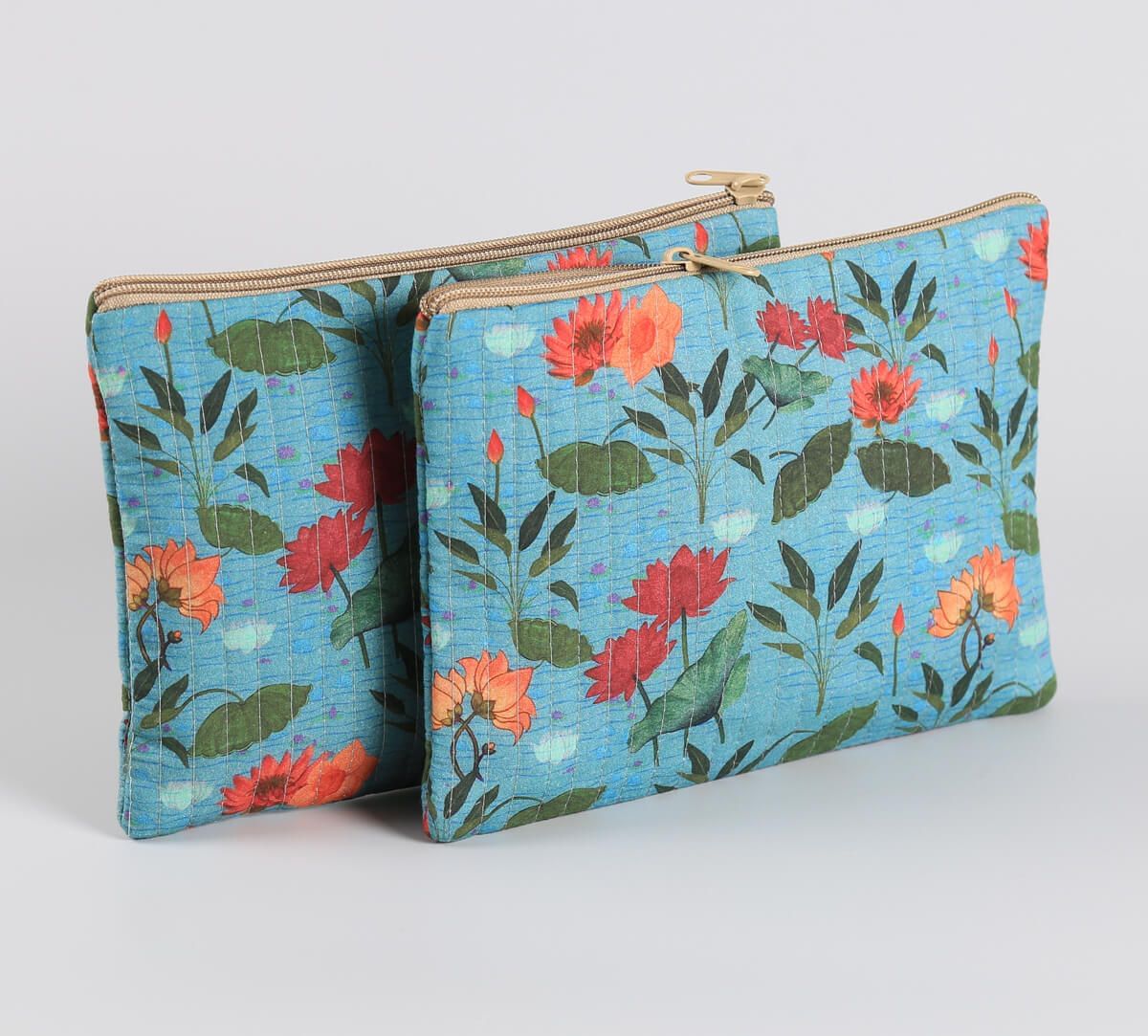 India Circus by Krsnaa Mehta Blossomy Mosaic Quilted Utility Pouch Set of 2