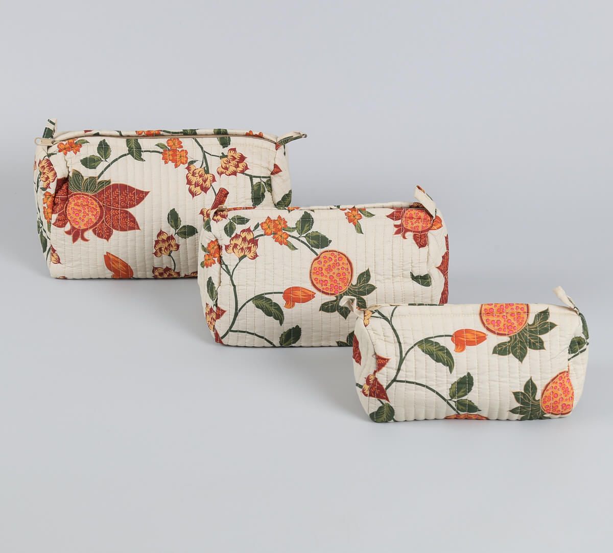 India Circus by Krsnaa Mehta Blushed Orchard Quilted Utility Pouch Set of 3