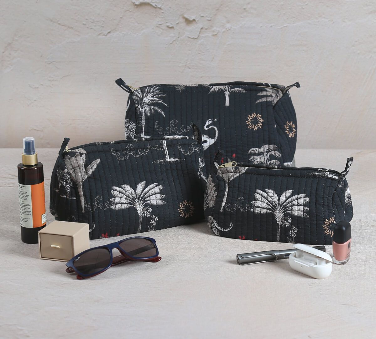 India Circus by Krsnaa Mehta Animalia Creations Quilted Utility Pouch Set of 3