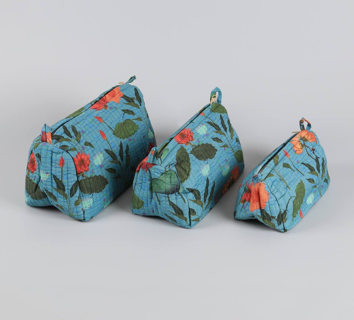 India Circus by Krsnaa Mehta Blossomy Mosaic Quilted Utility Pouch Set of 3