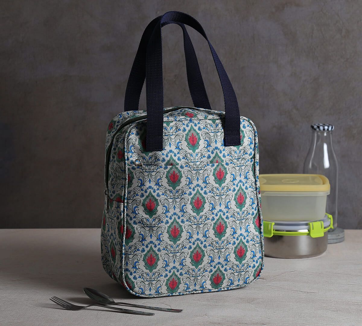India Circus by Krsnaa Mehta Rosebuds of Damask Insulated Lunch Bag