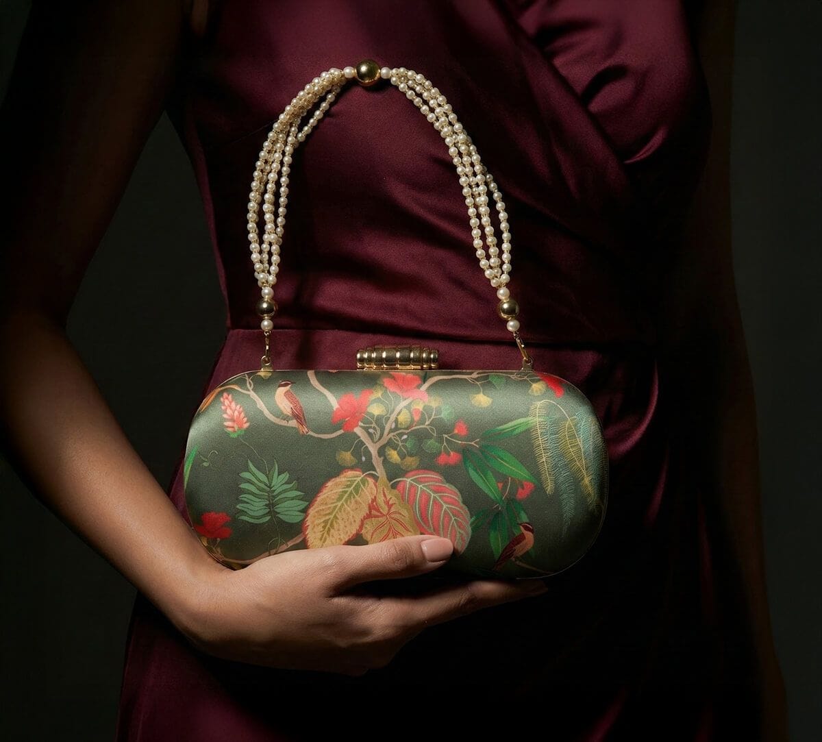 India Circus by Krsnaa Mehta Fronds and Florets Embroided Clutch