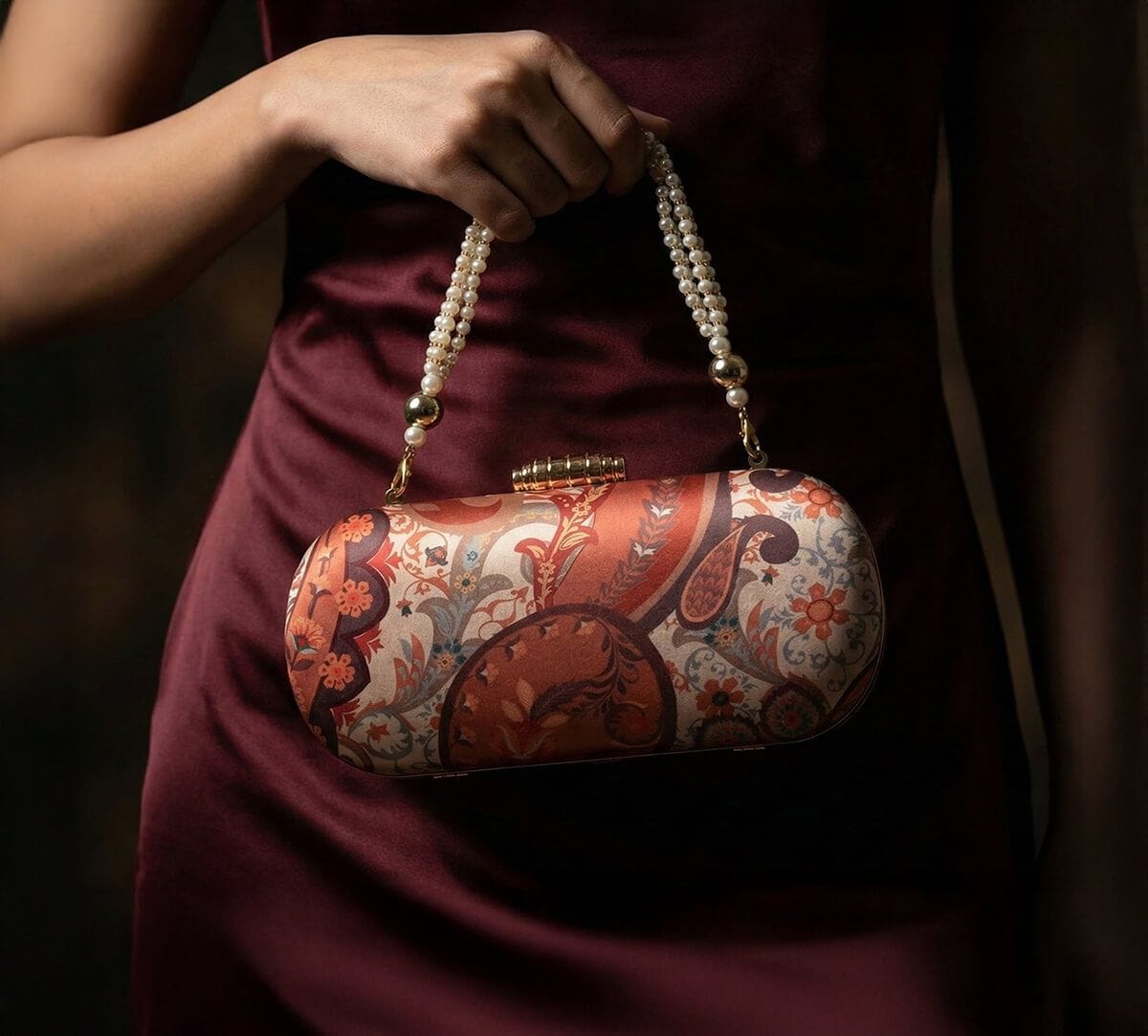 India Circus by Krsnaa Mehta Russet Saga Embroided Clutch