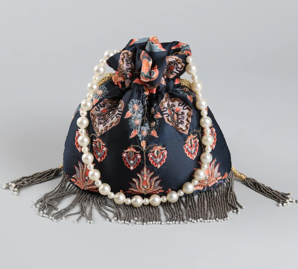 India Circus by Krsnaa Mehta Evergreen Essence Embroided Potli Bag