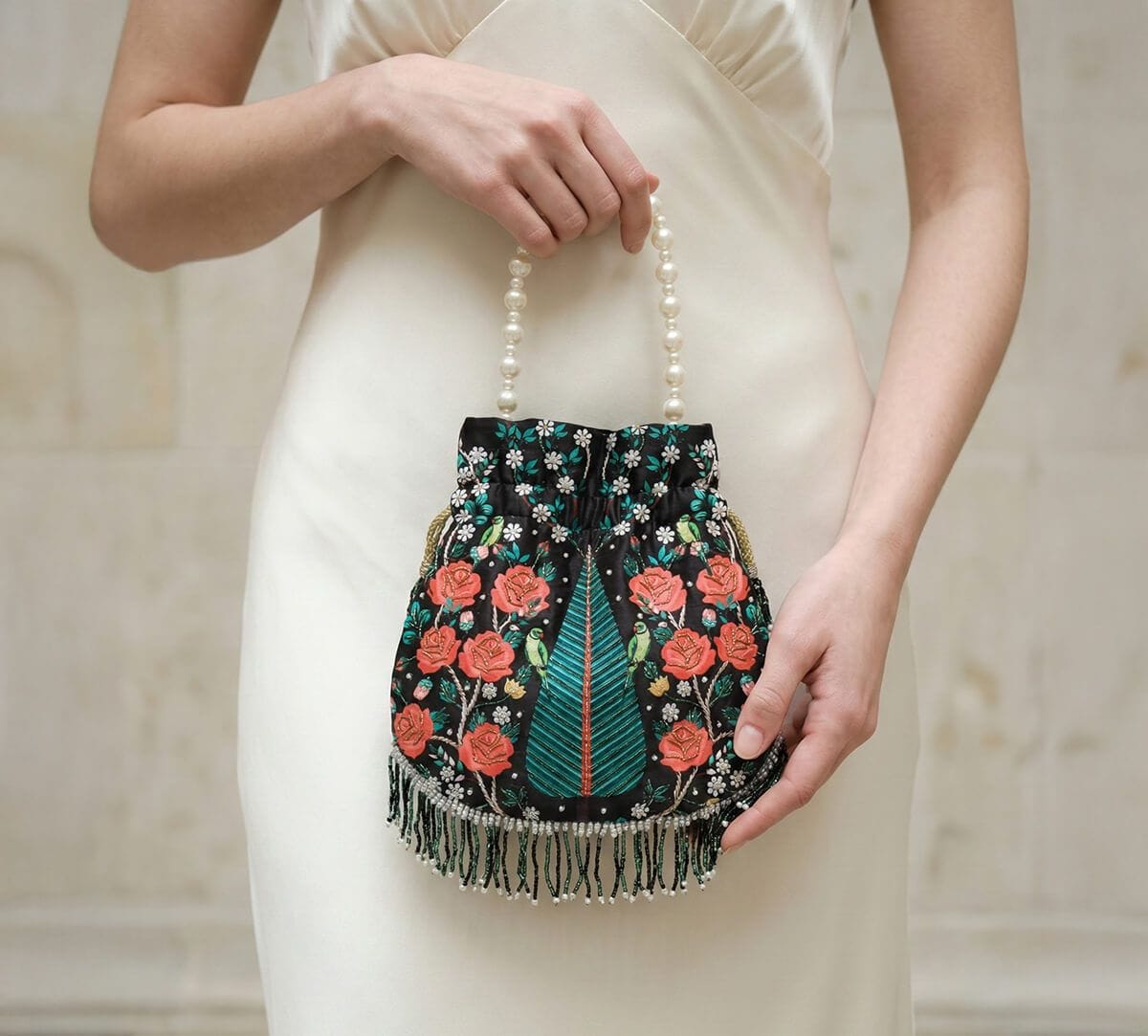 India Circus by Krsnaa Mehta Kingdom of Heaven Embroided Potli Bag