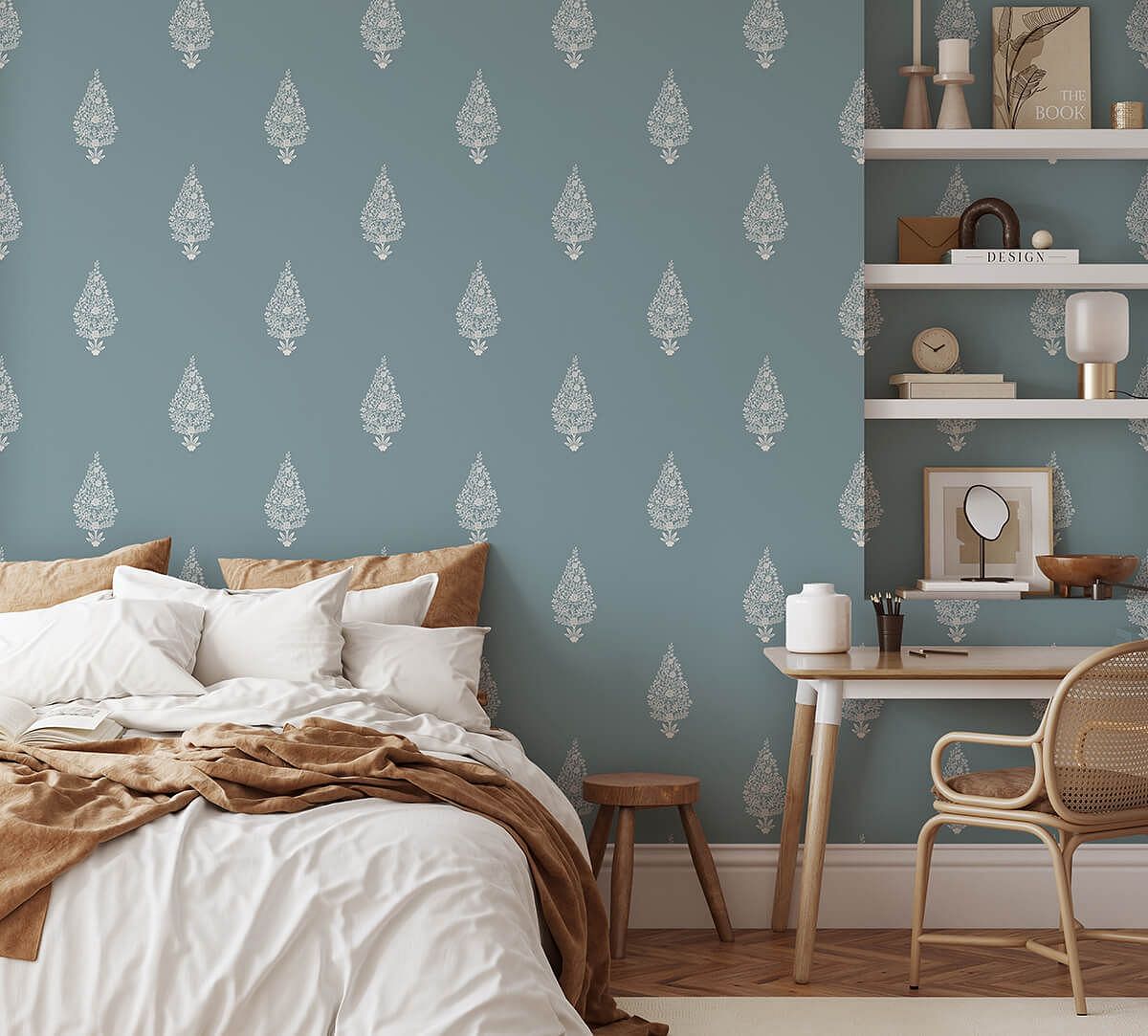 India Circus by Krsnaa Mehta Bouquet of Drops Tropical Blue Wallpaper