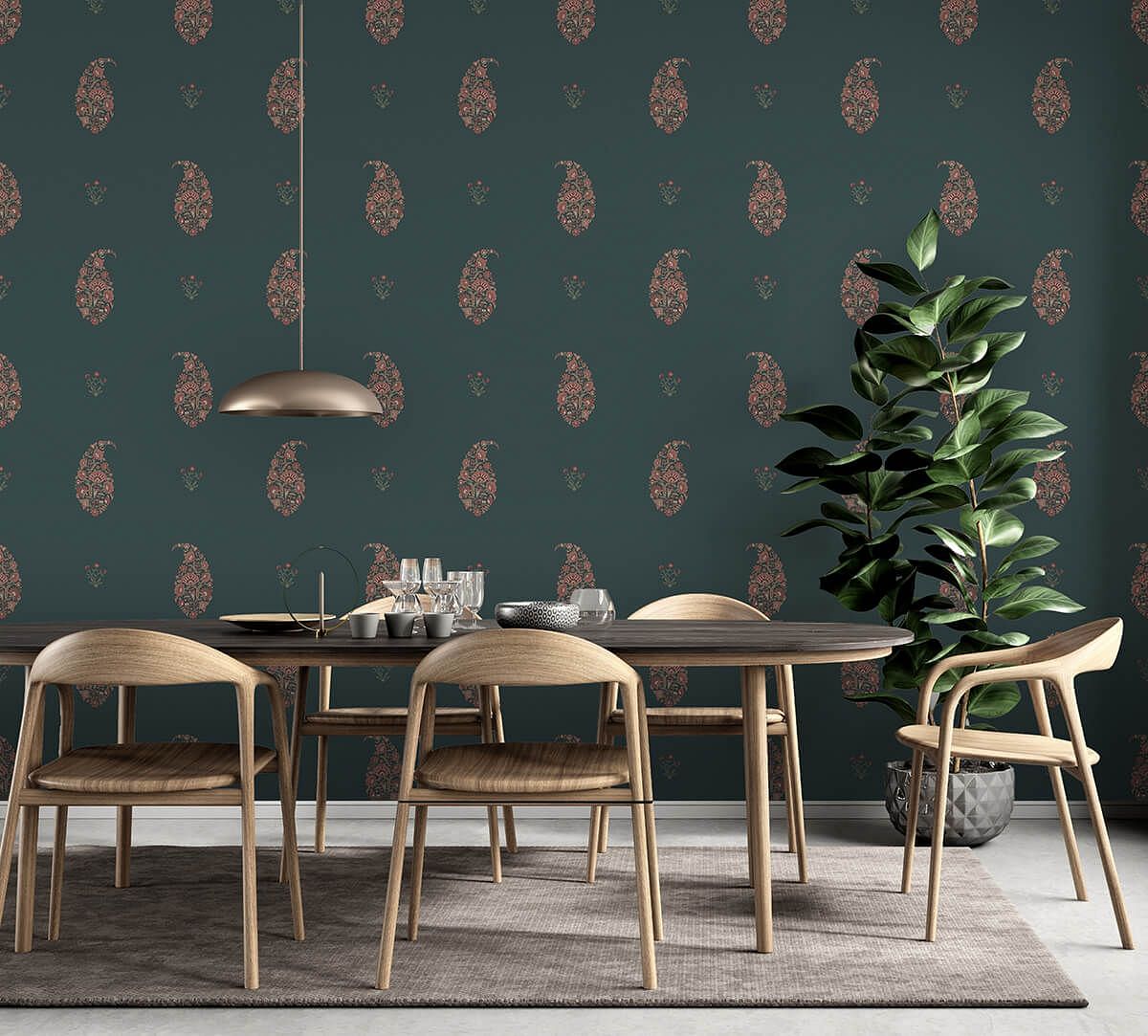 India Circus by Krsnaa Mehta Blooms in Paisley Midnight Wallpaper