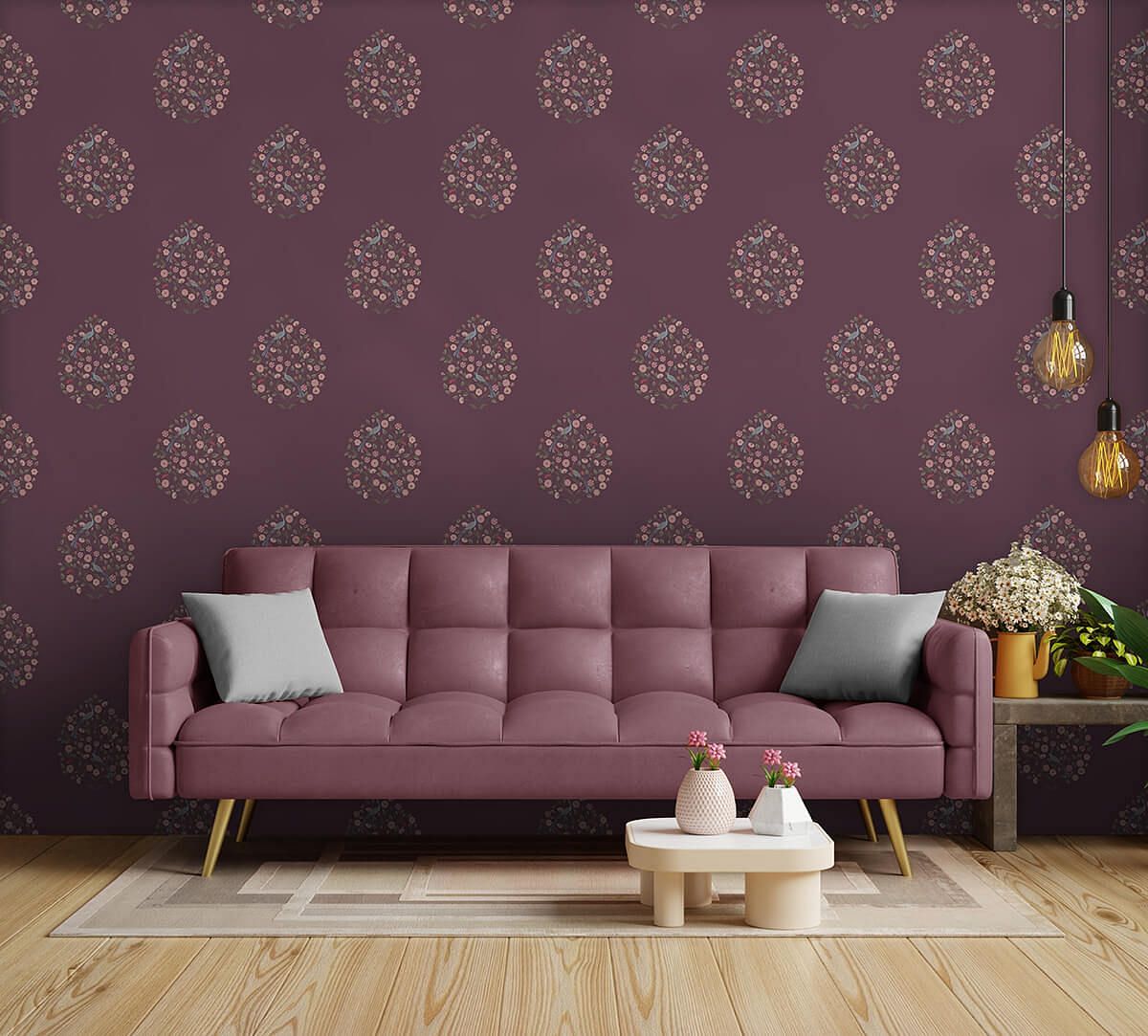 India Circus by Krsnaa Mehta Botanique Luxuria Garnet Wallpaper