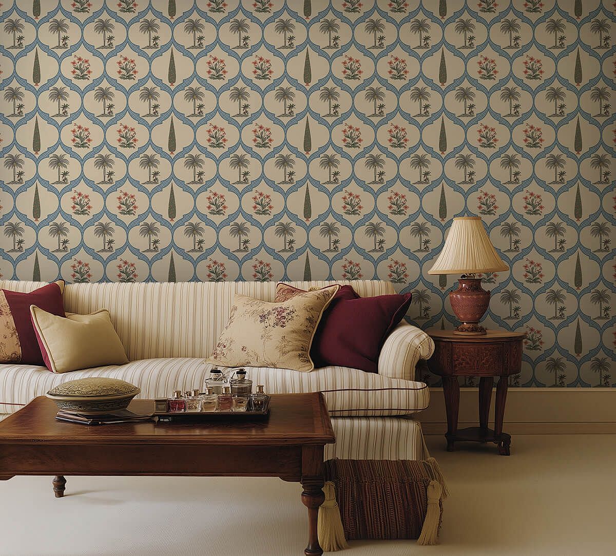 India Circus by Krsnaa Mehta Tropic Tryst Cerulean Wallpaper