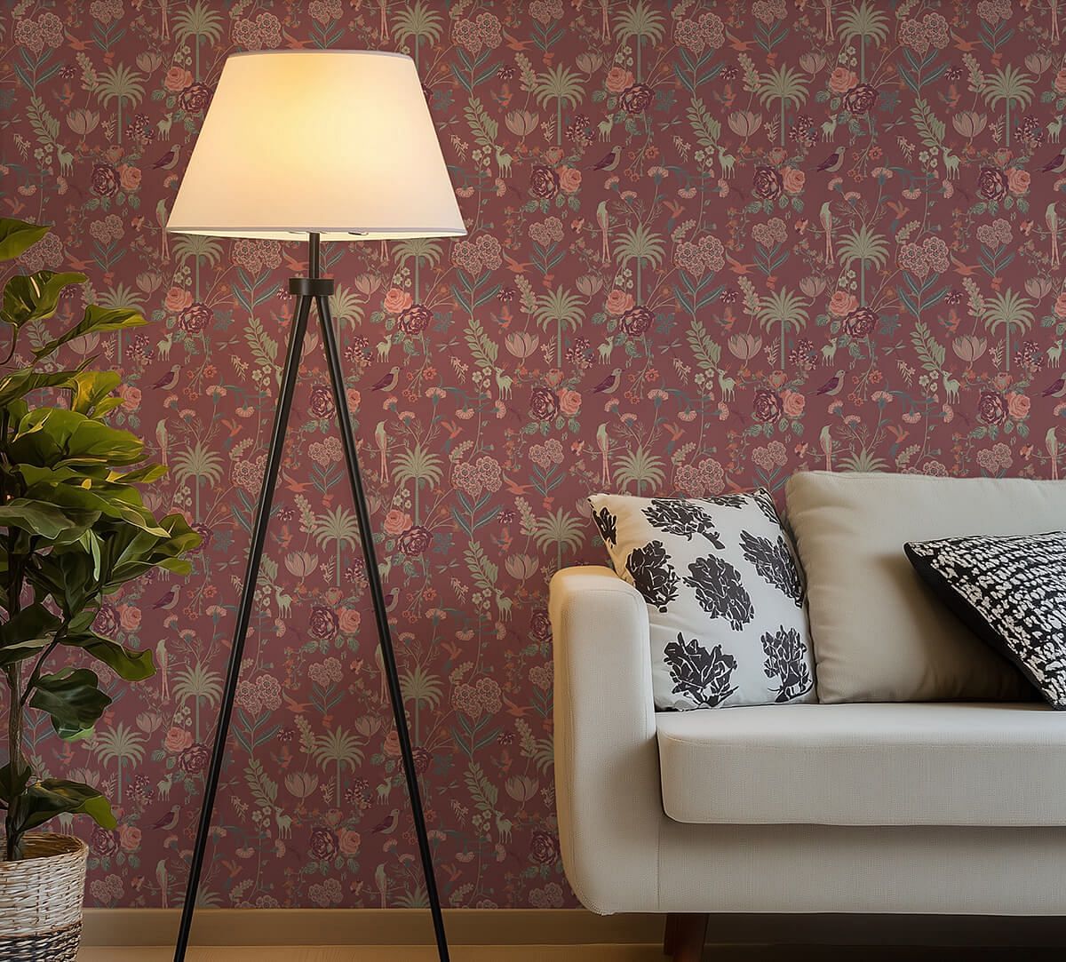 India Circus by Krsnaa Mehta Floral Galore Mauve Wallpaper