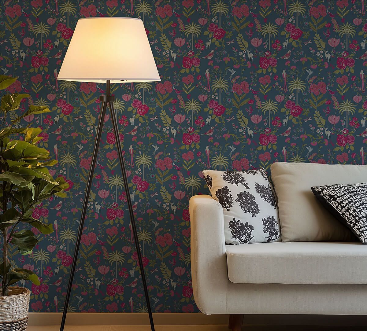 India Circus by Krsnaa Mehta Floral Galore Cobalt Wallpaper