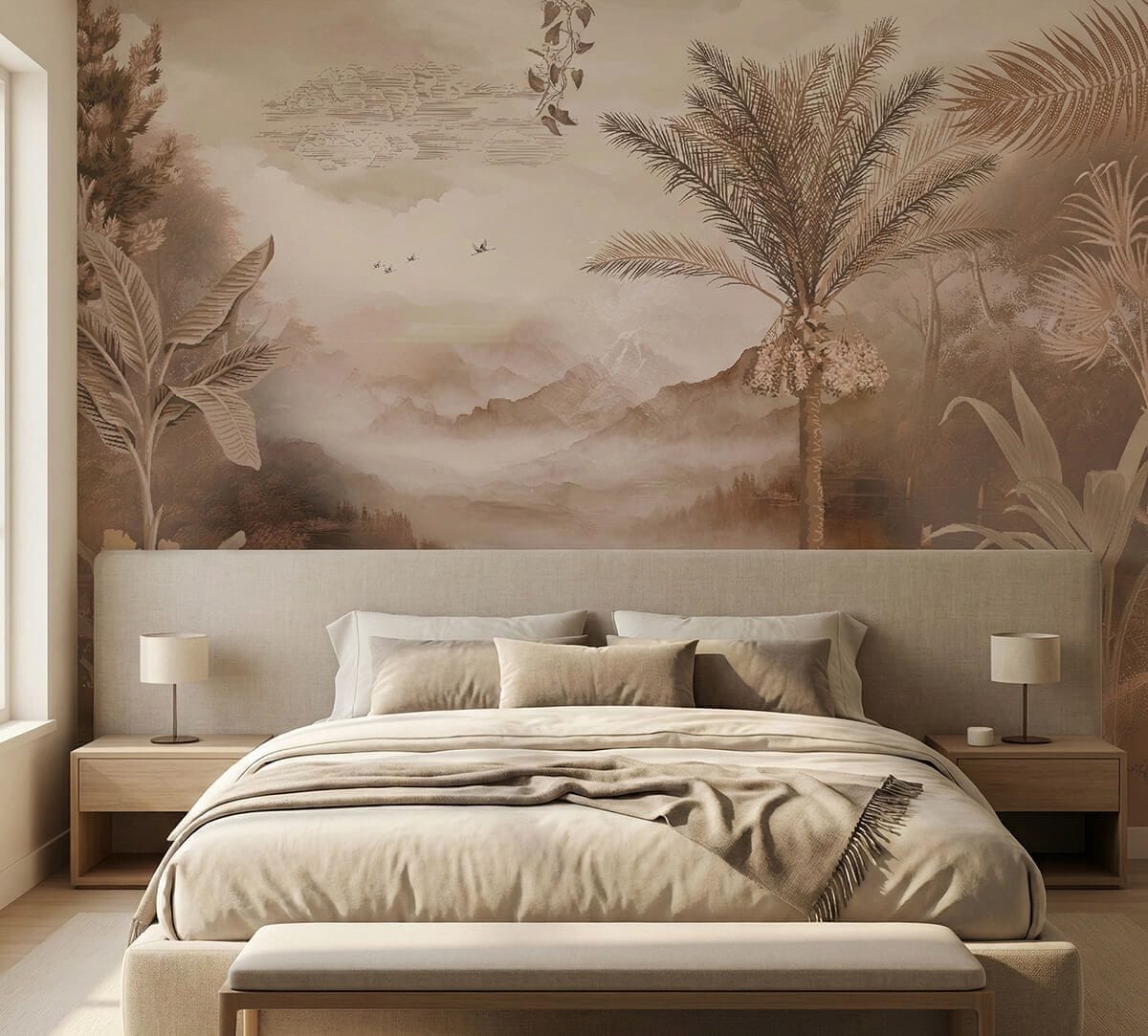 India Circus by Krsnaa Mehta Beige Tropical Dreams Wallpaper