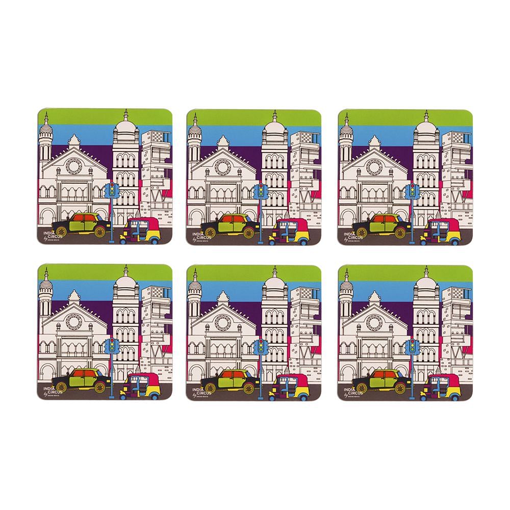City Grand Colour Rubber Coasters - (Set of 6)