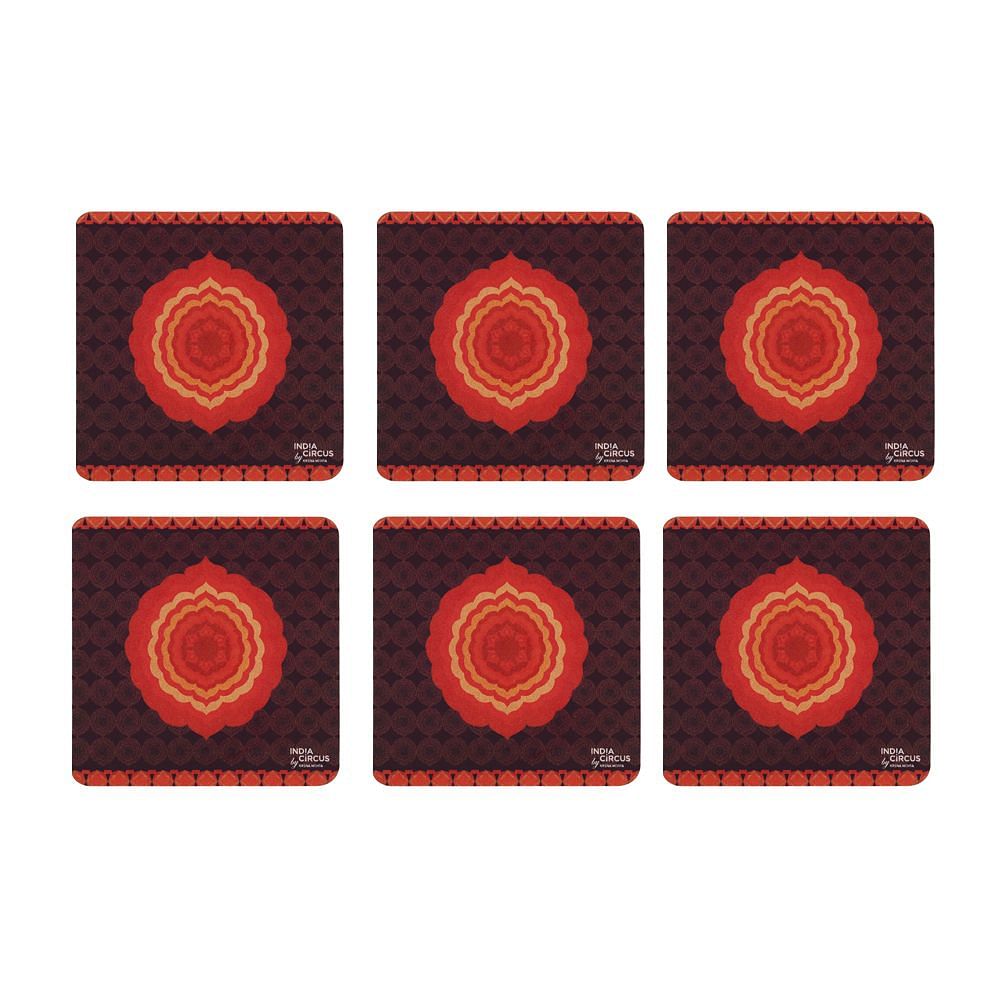Flaming Flower Rubber Coasters - (Set of 6)