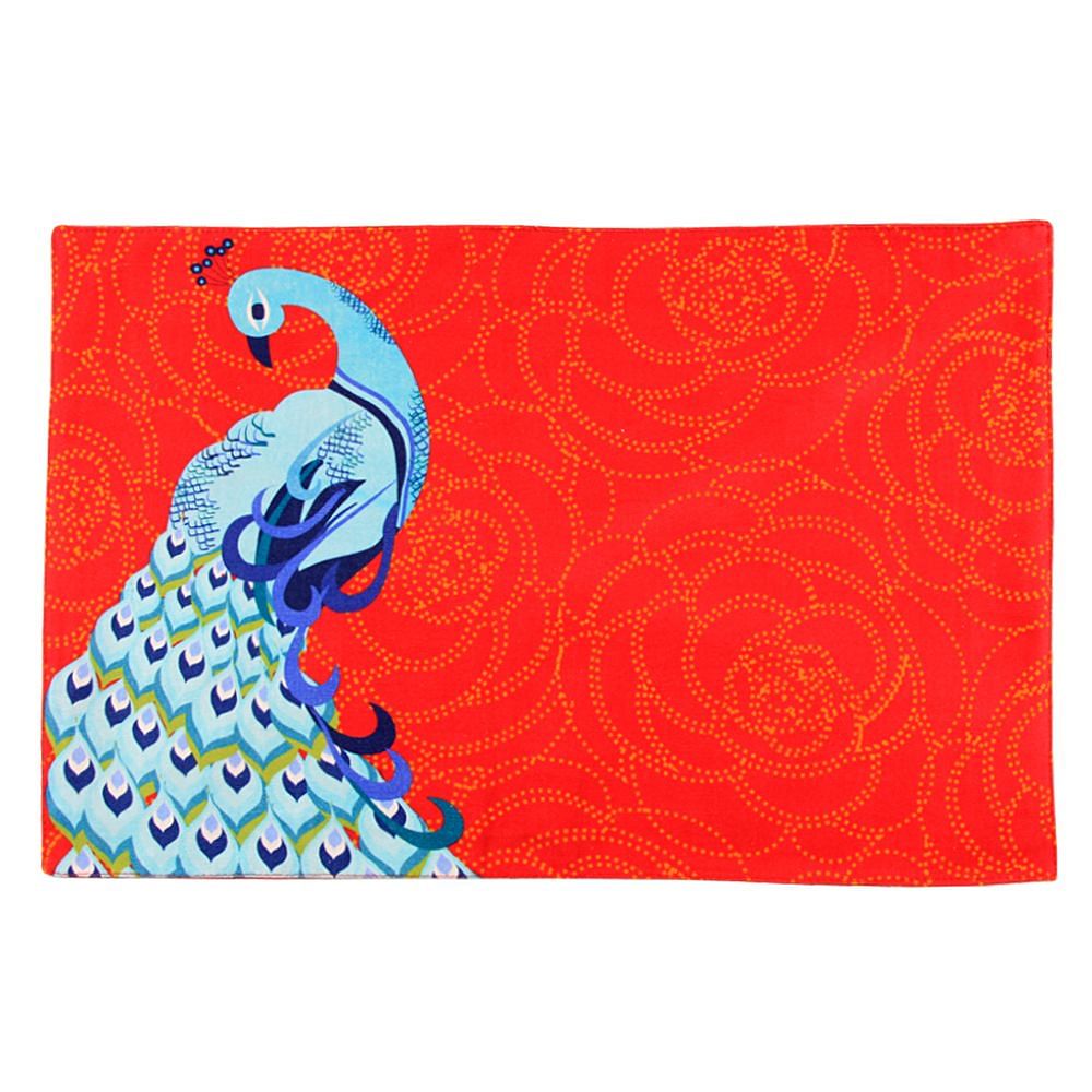 Floral Peacock Dance Table Mat and Napkin(Set of 6)