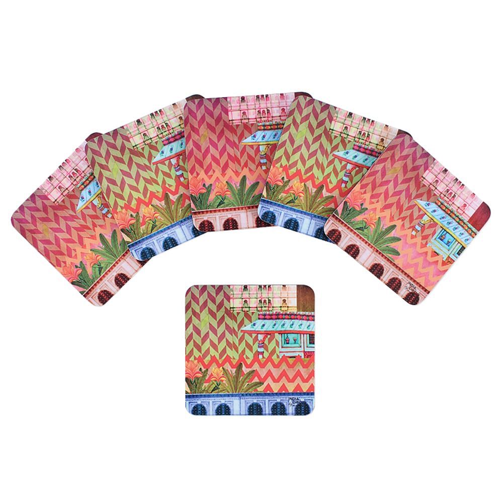 Mughal Twist PVC Coasters - (Set of 6)