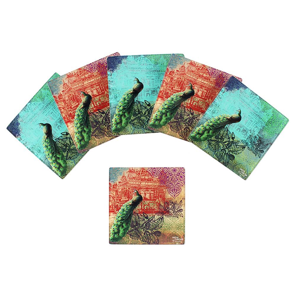 Peacock Saga Acrylic Coasters - (Set of 6)