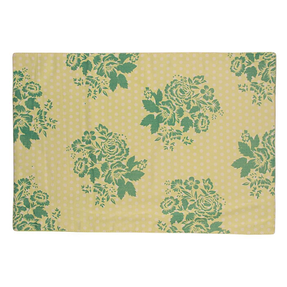 Green Flowers Table Mat and Napkin(Set of 6)