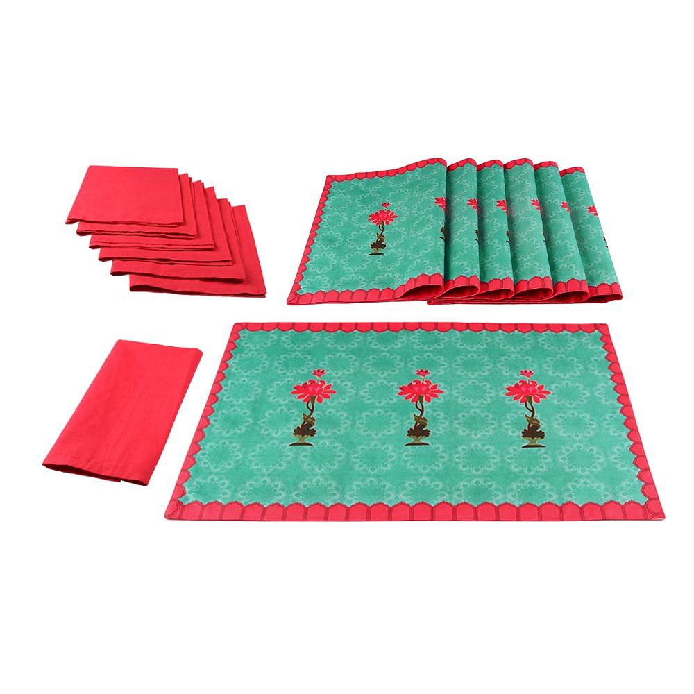 Lotus grid Table Mat and Napkin(Set of 6)