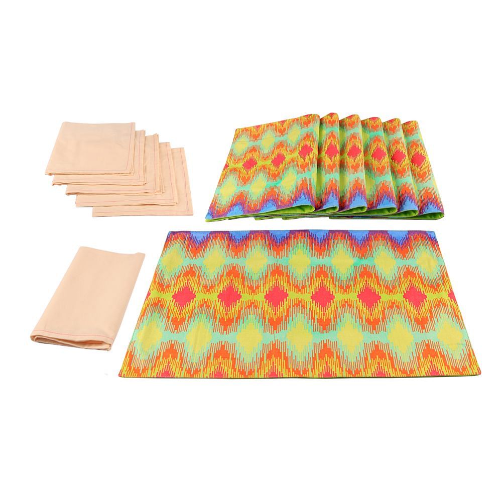 Spectrum Ikat Table Mat and Napkin(Set of 6)