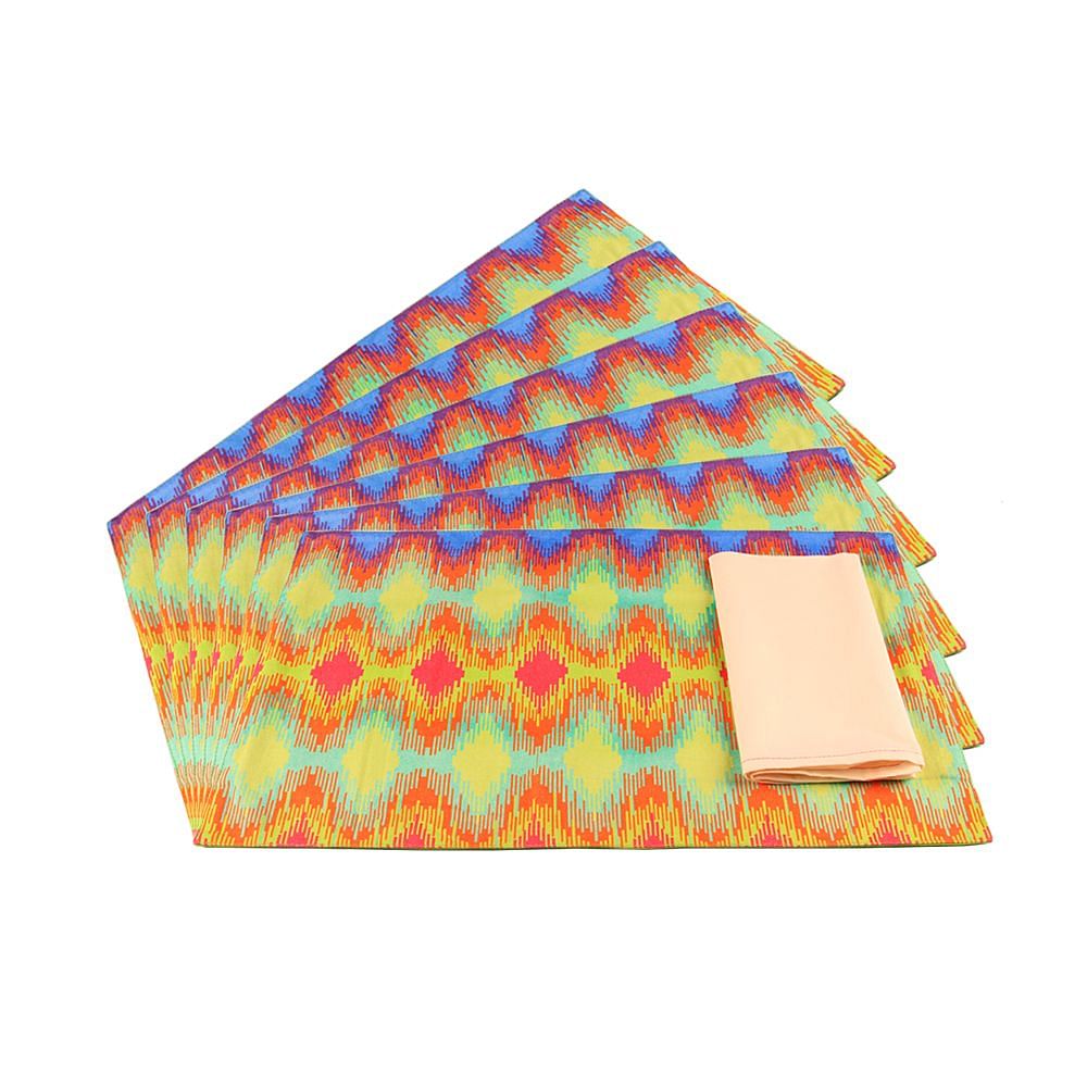 Spectrum Ikat Table Mat and Napkin(Set of 6)