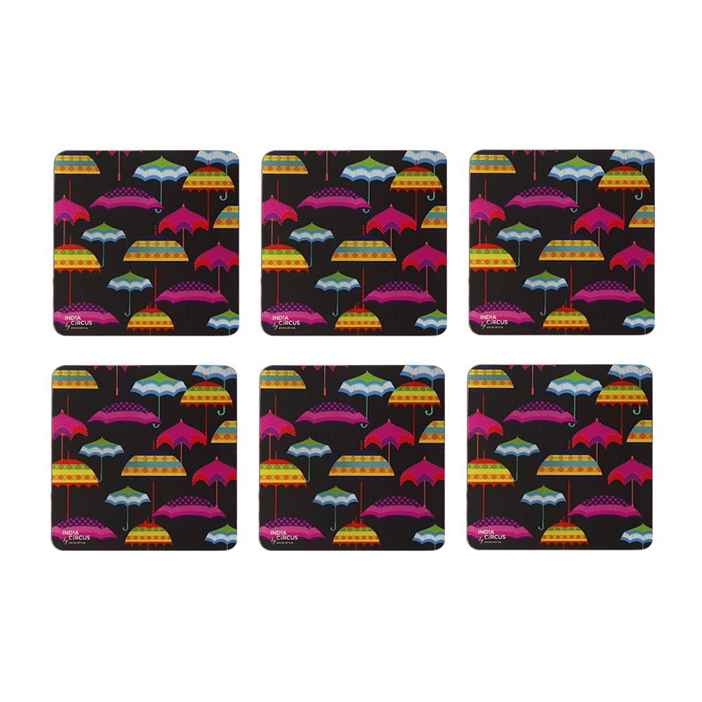Umbrellas Rubber Coasters - (Set of 6)