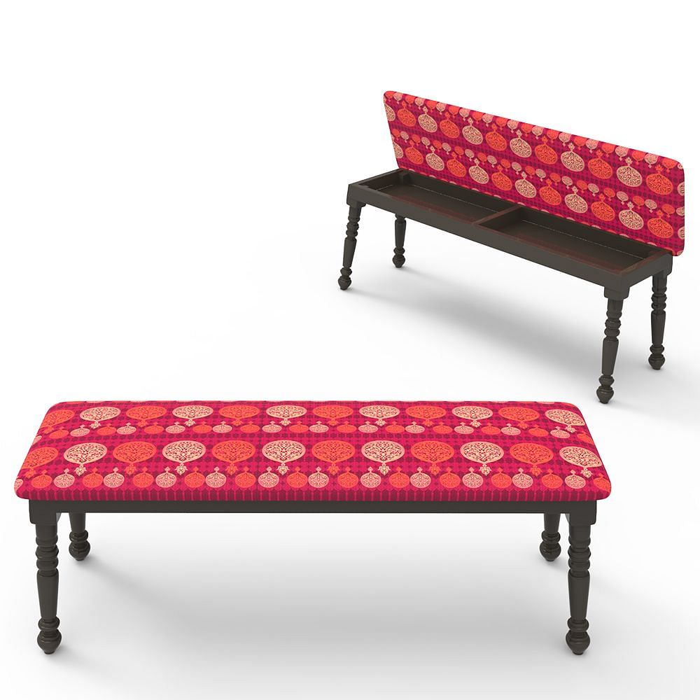 Carved Circle Bench Cum Storage