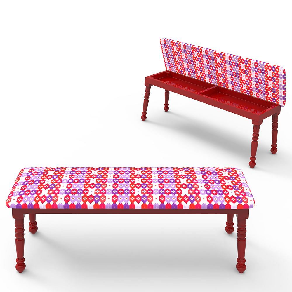 Floral Jigsaw Bench Cum Storage