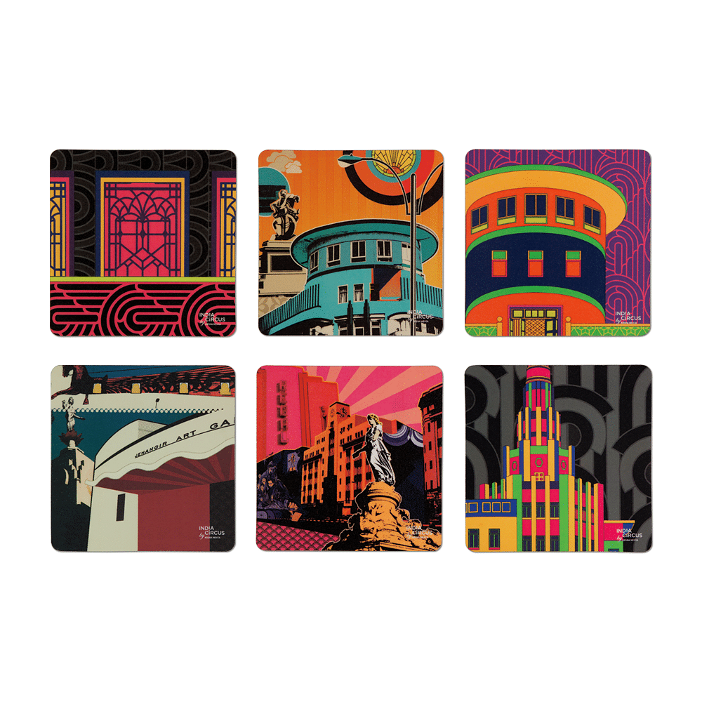 Bombay Deco Rubber Coasters - (Set of 6)