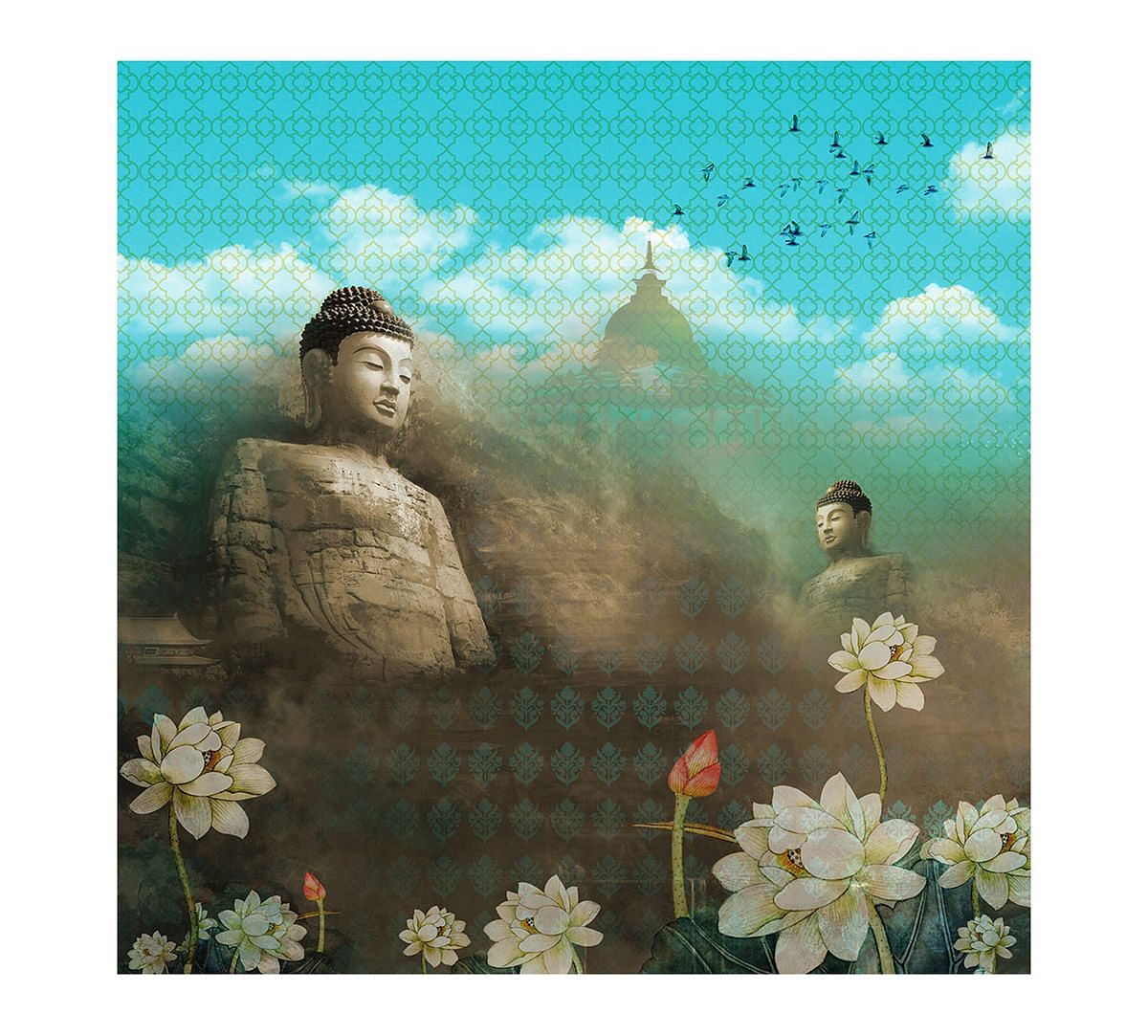 Buddha's Heart Sutra - Turquoise Wallpaper