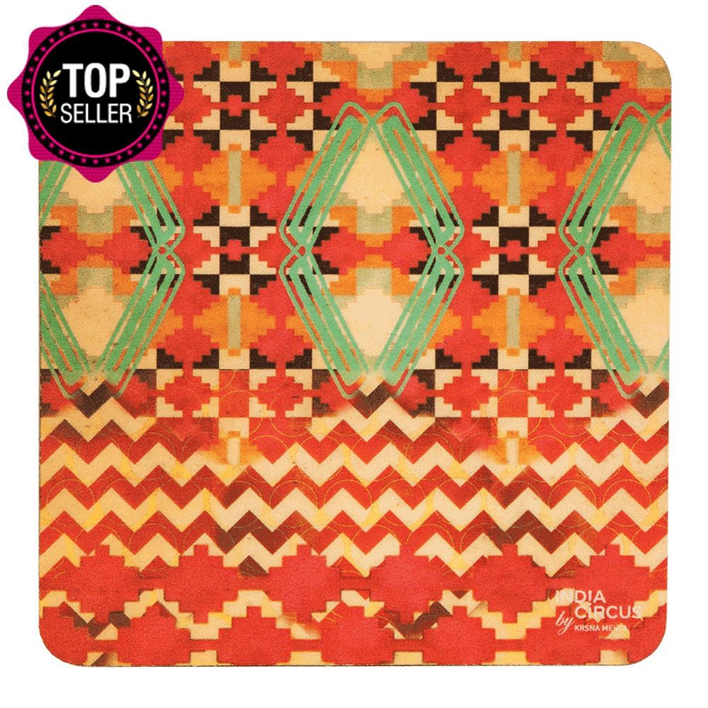 Tribal Emerald Rubber Coasters - (Set of 6)