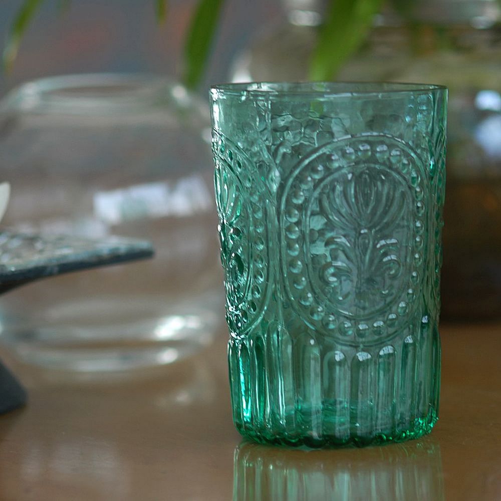 Aqua Embossed tumbler  ( Set of 2)