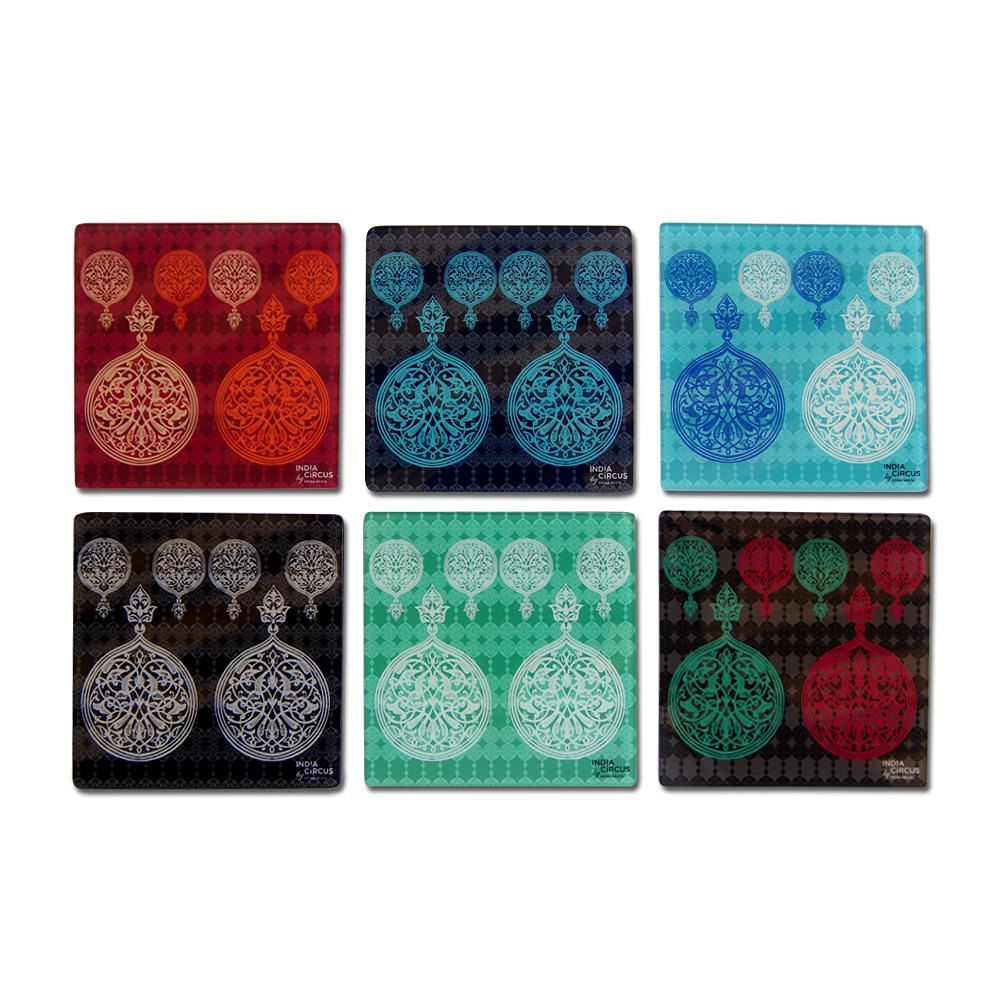 Kuheli Carved Circles Acrylic Coasters - (Set of 6)