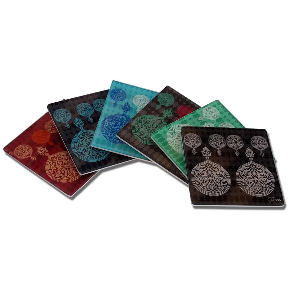 Kuheli Carved Circles Acrylic Coasters - (Set of 6)