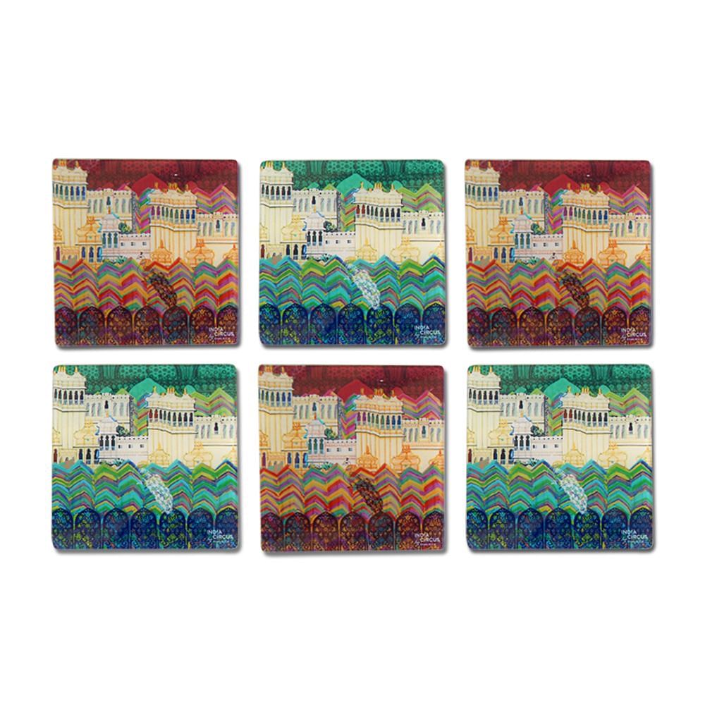 Neo Nawab Elegant Mahal Acrylic Coasters - (Set of 6)