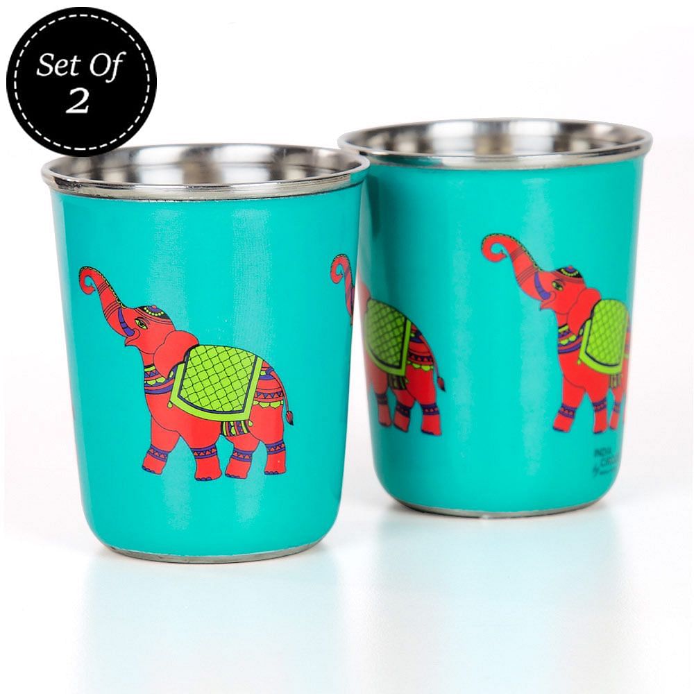 Funky Elephants Small Steel Tumbler (Set of 2)