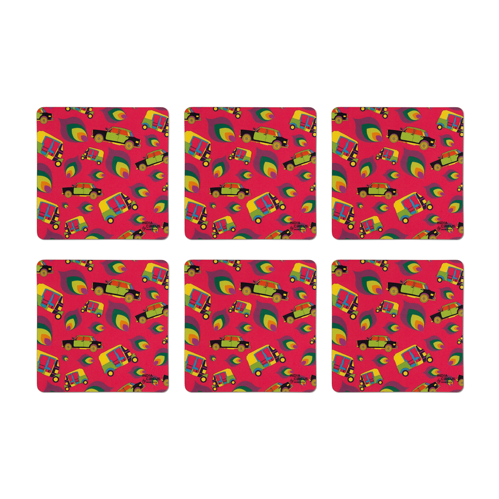 Funky Transport Rubber Coasters - (Set of 6)