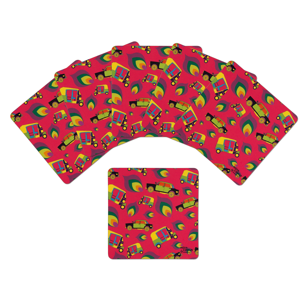 Funky Transport Rubber Coasters - (Set of 6)