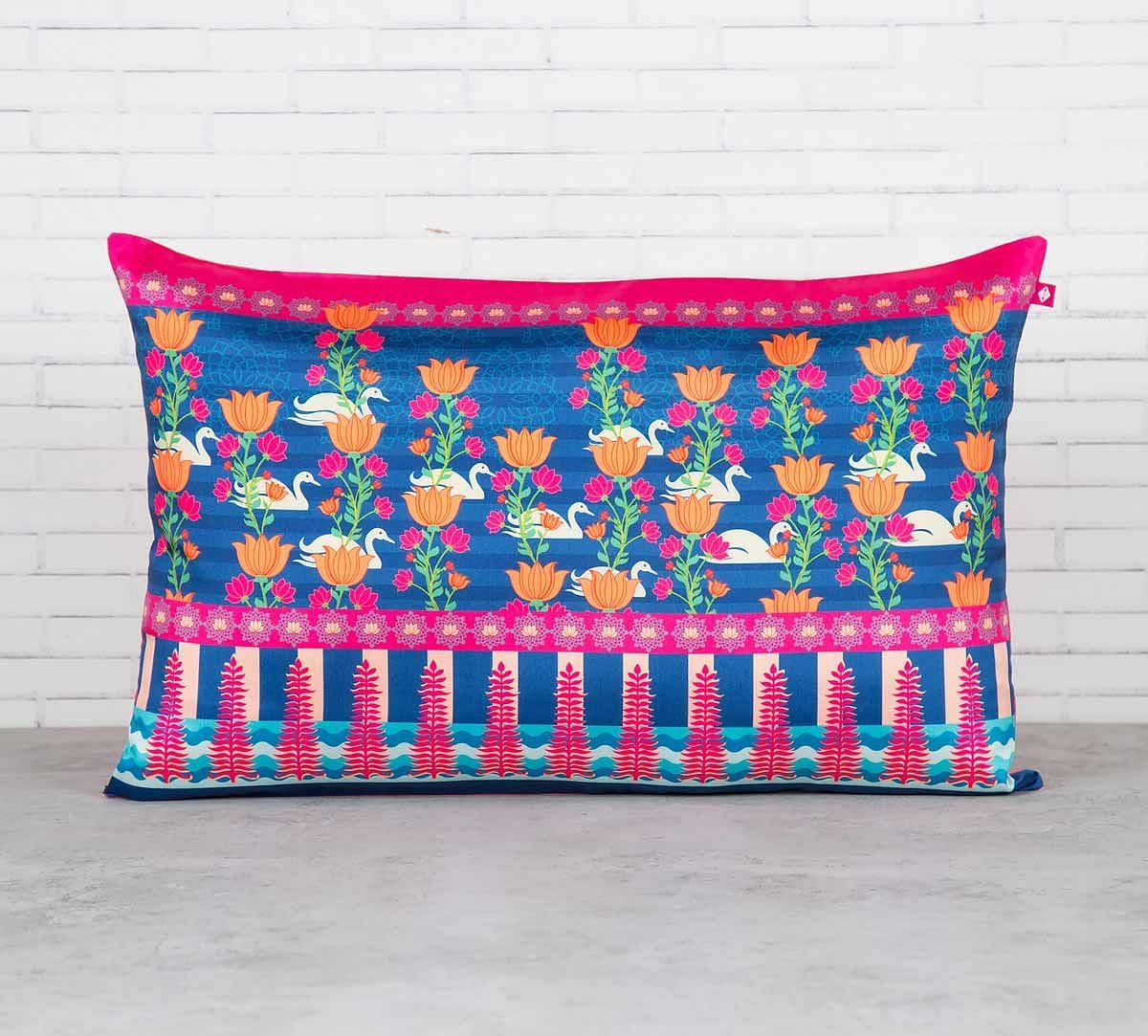 India Circus Abies Alba Lotus Duck Pond Blended Taf Silk Cushion Cover