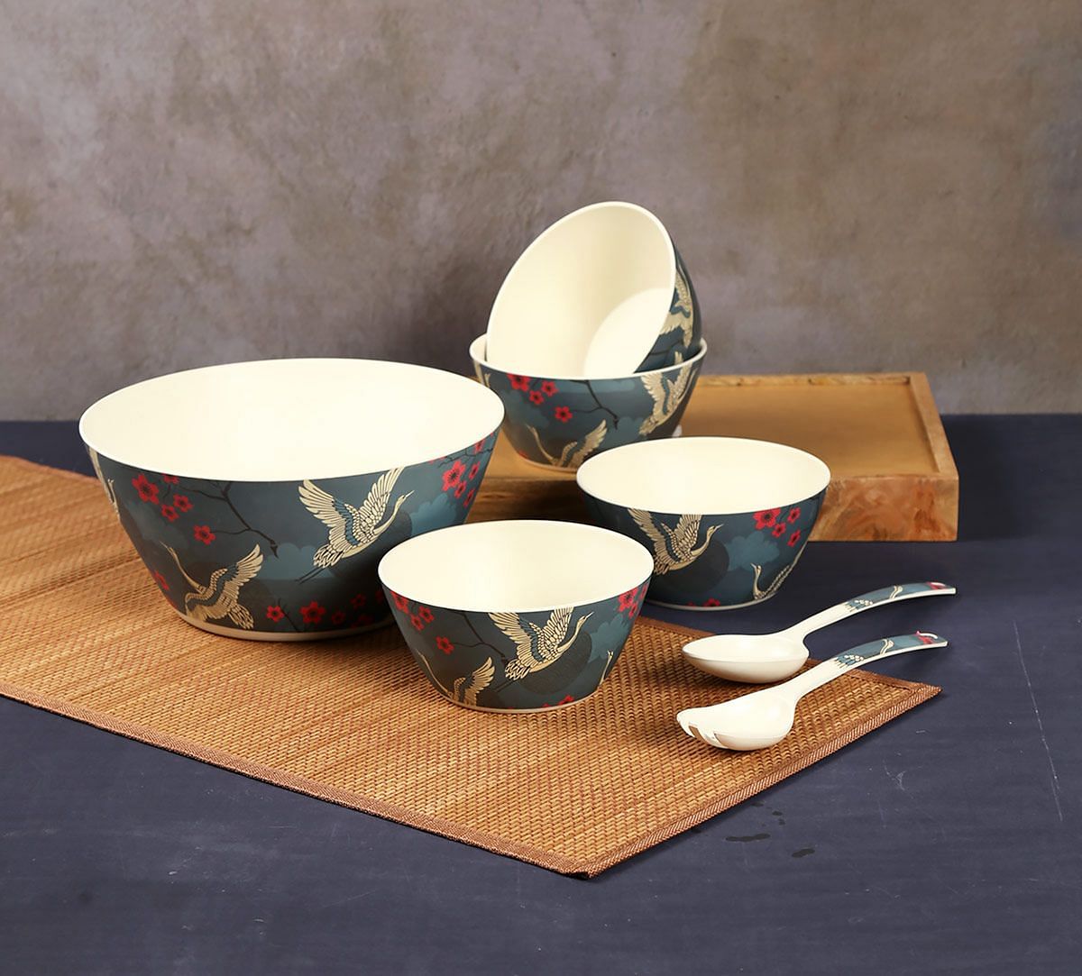 India Circus Aerial Moments Bamboo Salad Bowl Set