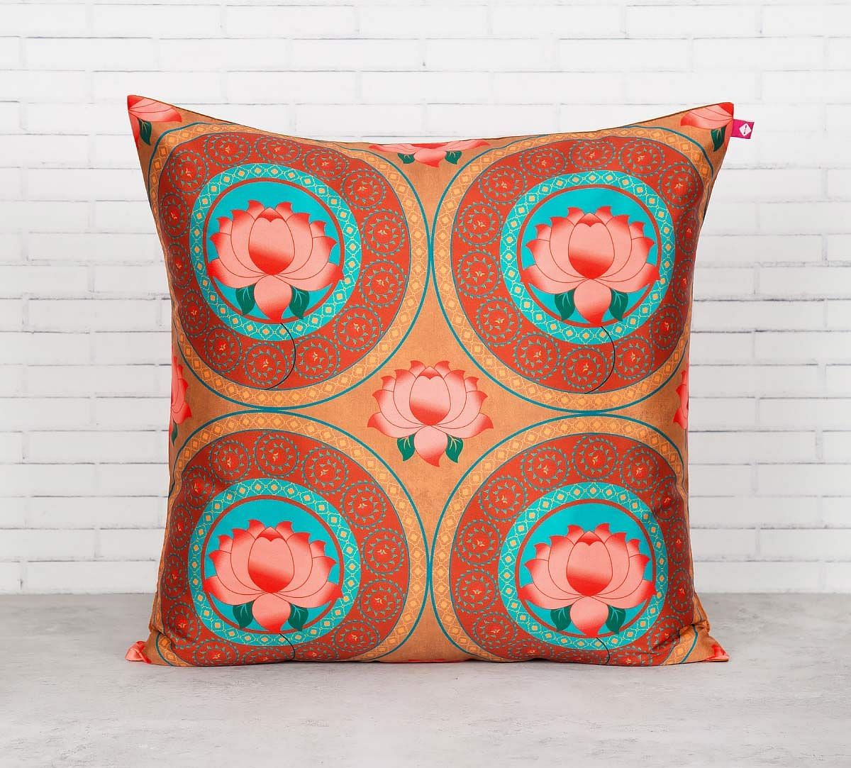 India Circus Amber Platter Symmetry Blended Taf Silk Cushion Cover