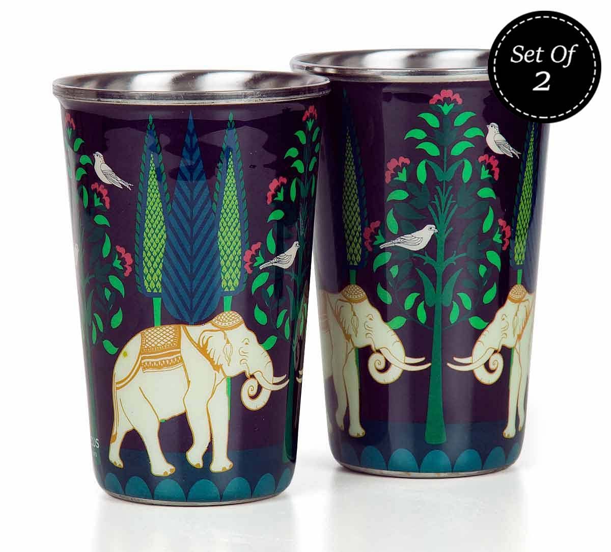 India Circus Antediluvian Folklore Steel Tumbler Set of 2