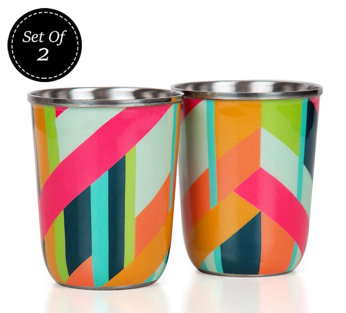 India Circus Arrow Exposition Steel Tumblers Set of 2