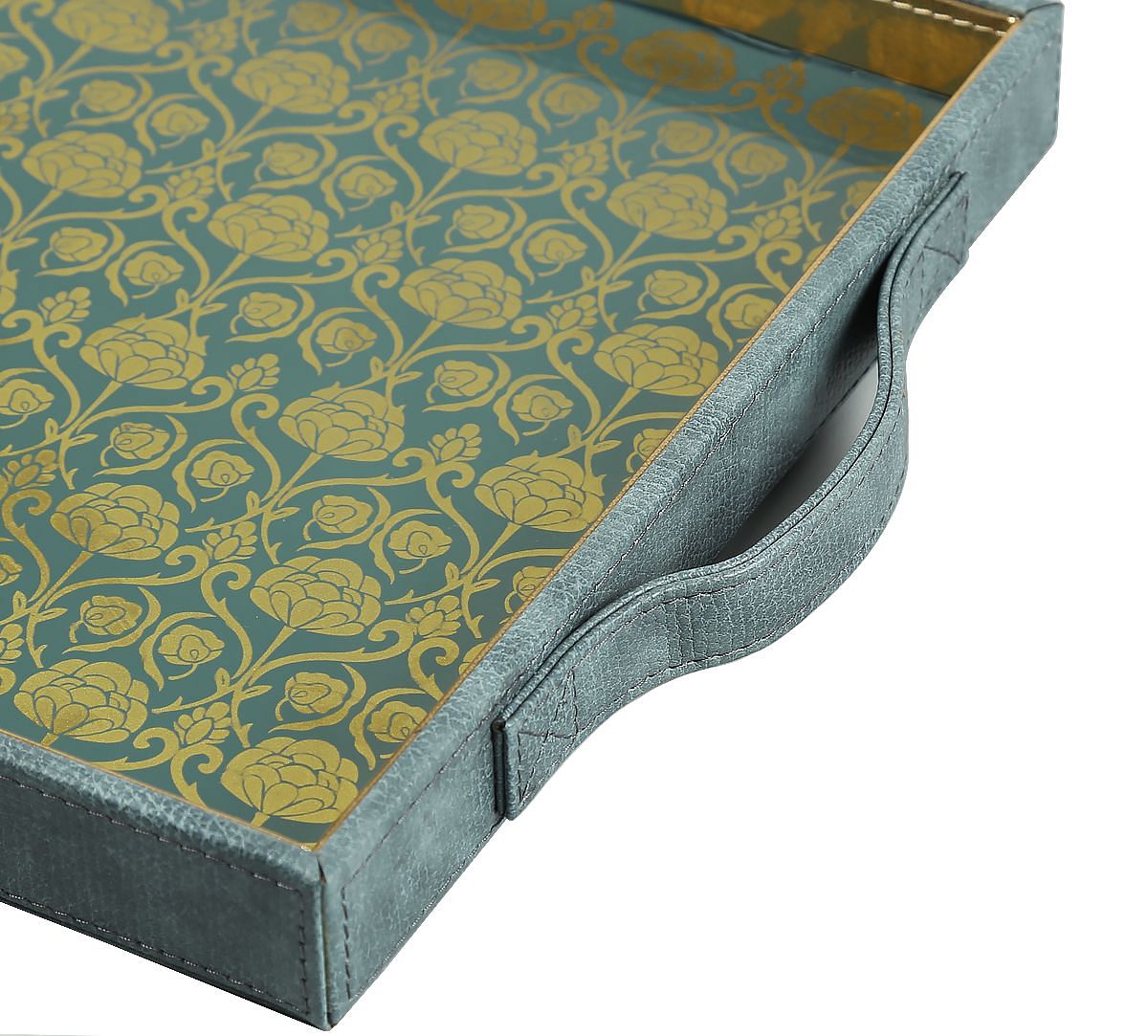 India Circus Baroque Print Leather Tray