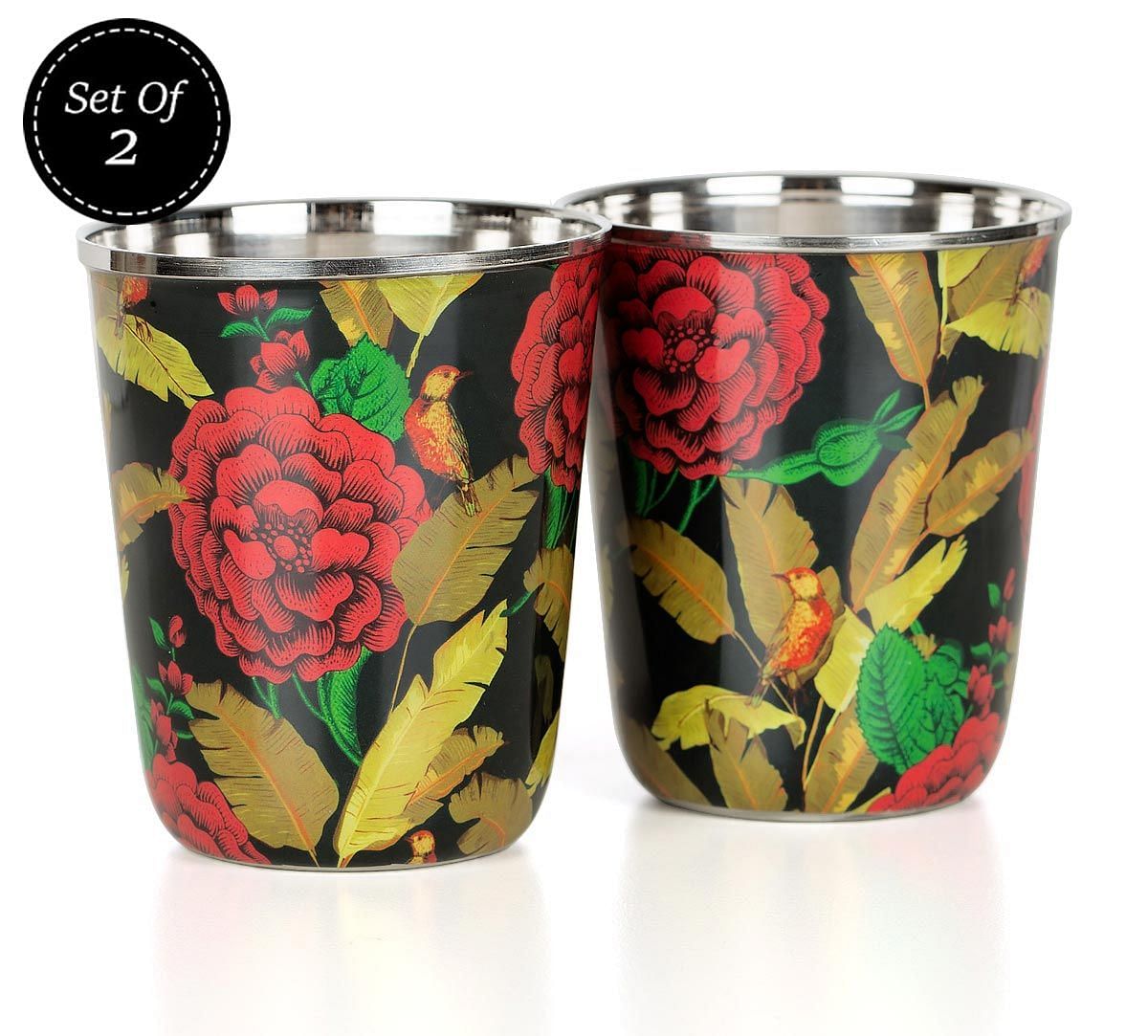 India Circus Bayrose Romance Small Steel Tumbler Set of 2