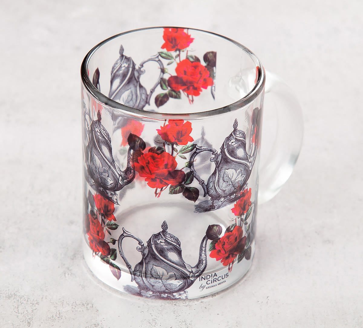 India Circus Beige Mystic Rose Kettles Glass Mug